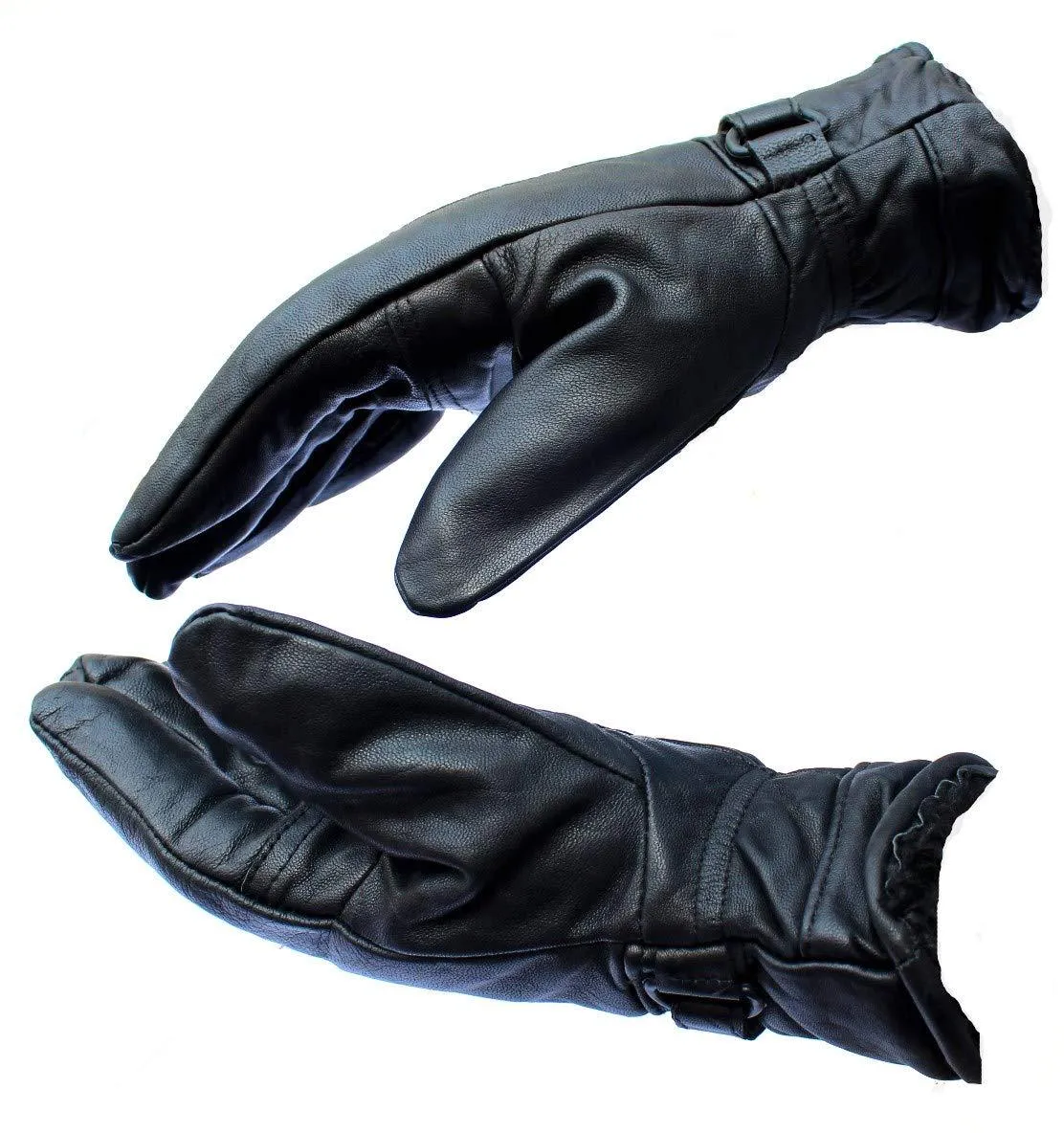 Men Black Solid Leather Warm Winter Riding Gloves, Protective Cycling Byke Bike Motorcycle Gloves