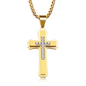 Men's Christian Necklace <br> Gold Diamond