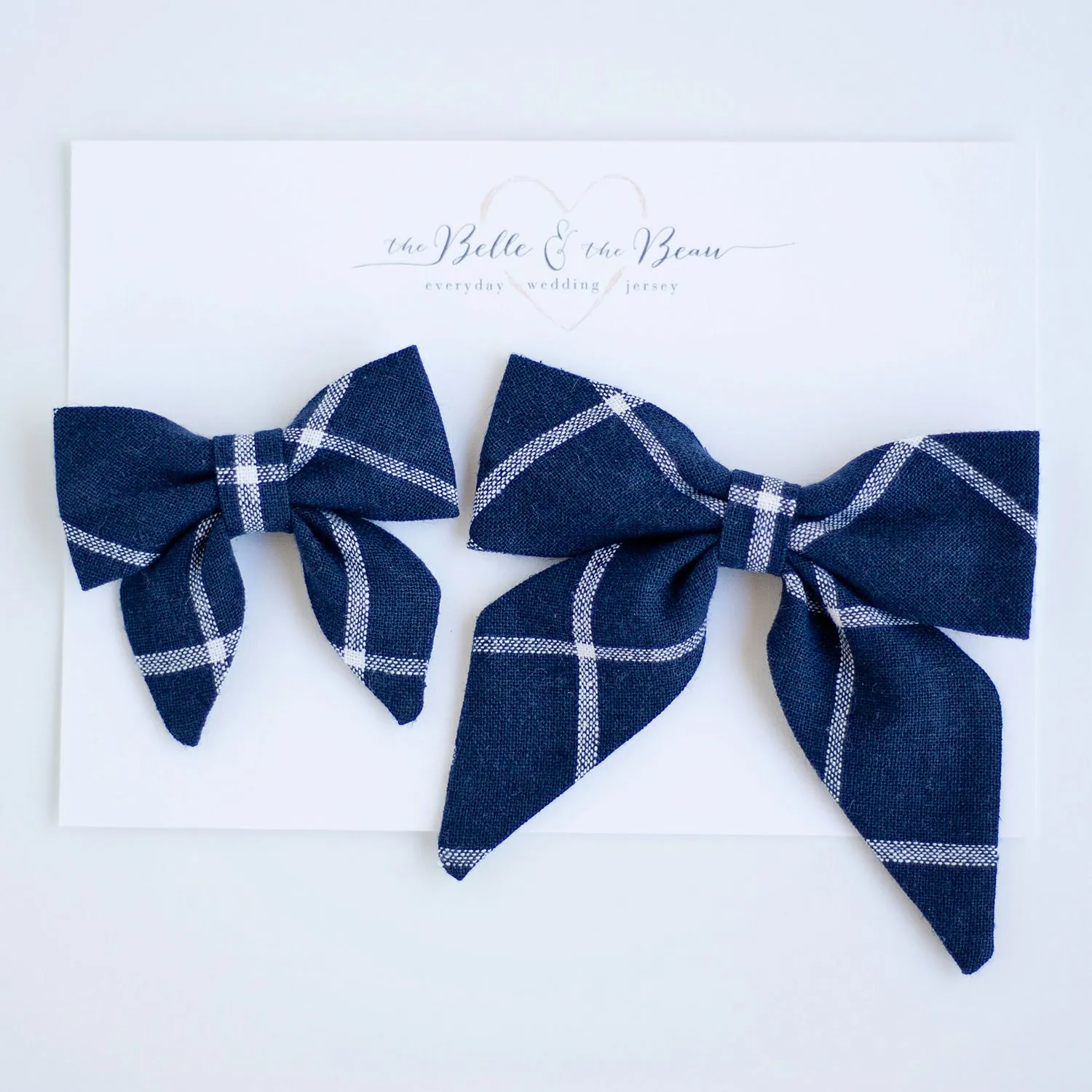 Men's Freestyle Self-Tie Bow Tie / Navy Linen Window Pane