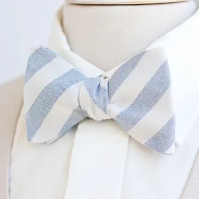 Men's Freestyle Self-Tie Bow Tie / Wide Chambray Linen Stripe