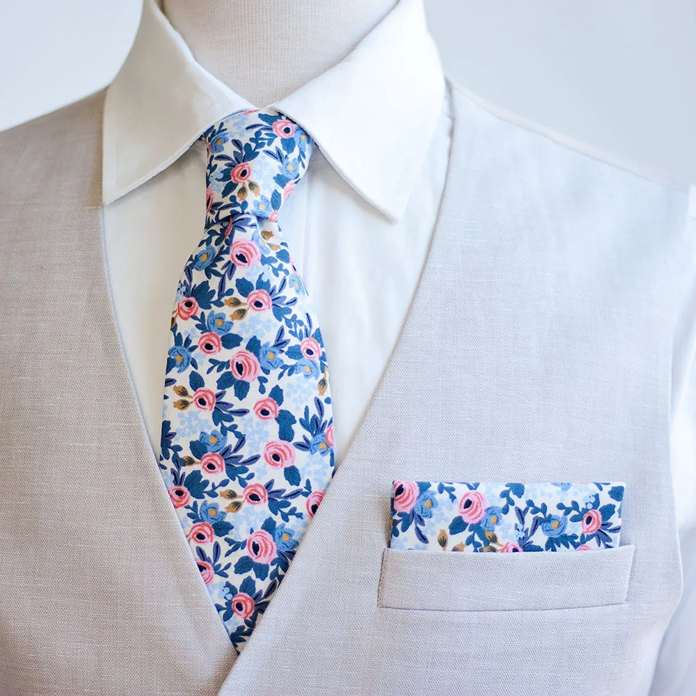 Men's Pre-Tied Bow Tie / Rosa In Periwinkle