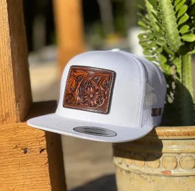 NEW 2022 Jobes Leather Patch Trucker - All White Rust Cap  (Limited Edition)