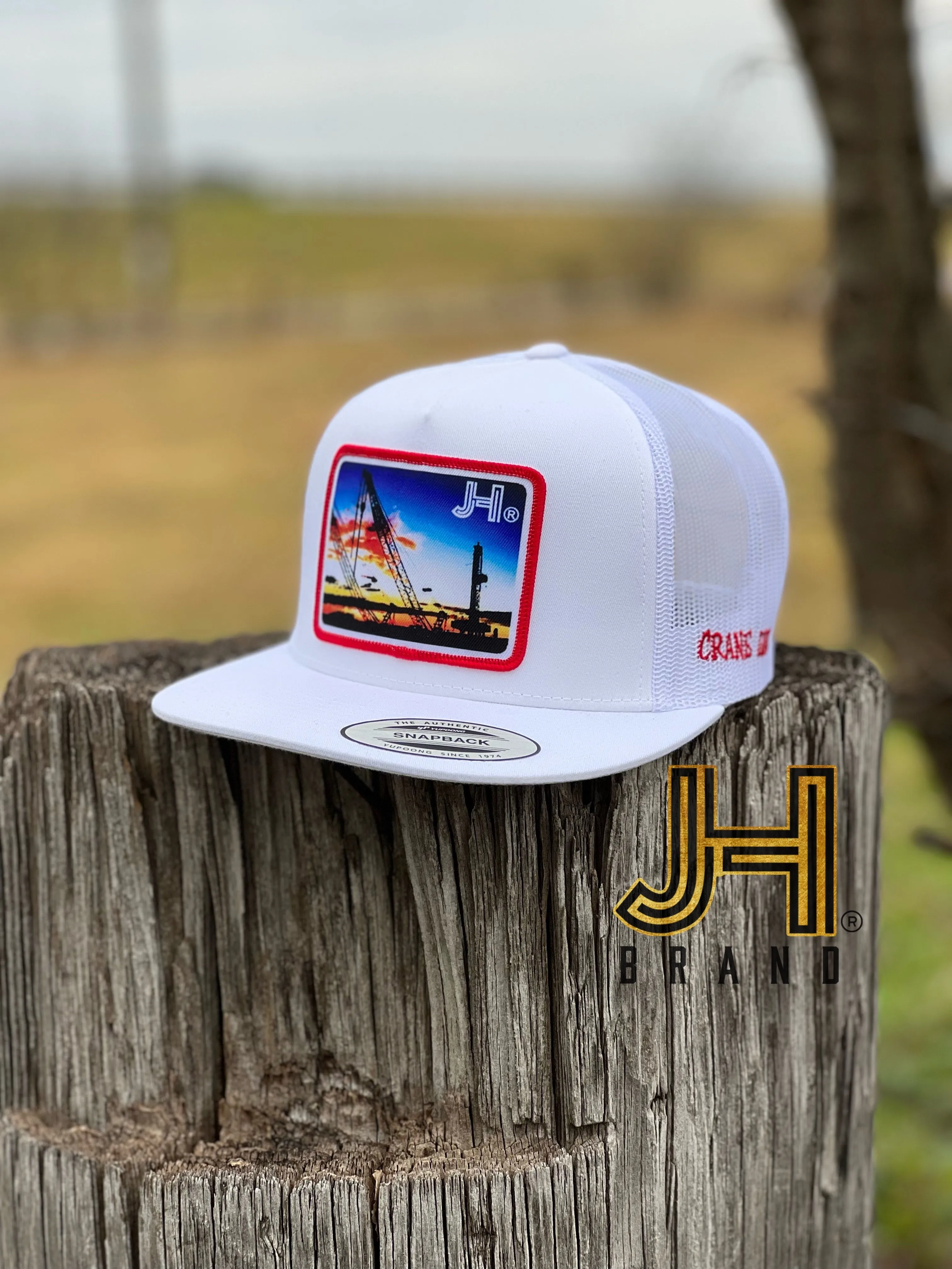 New 2022 Jobes Trucker Cap-  All White Crane Life Patch