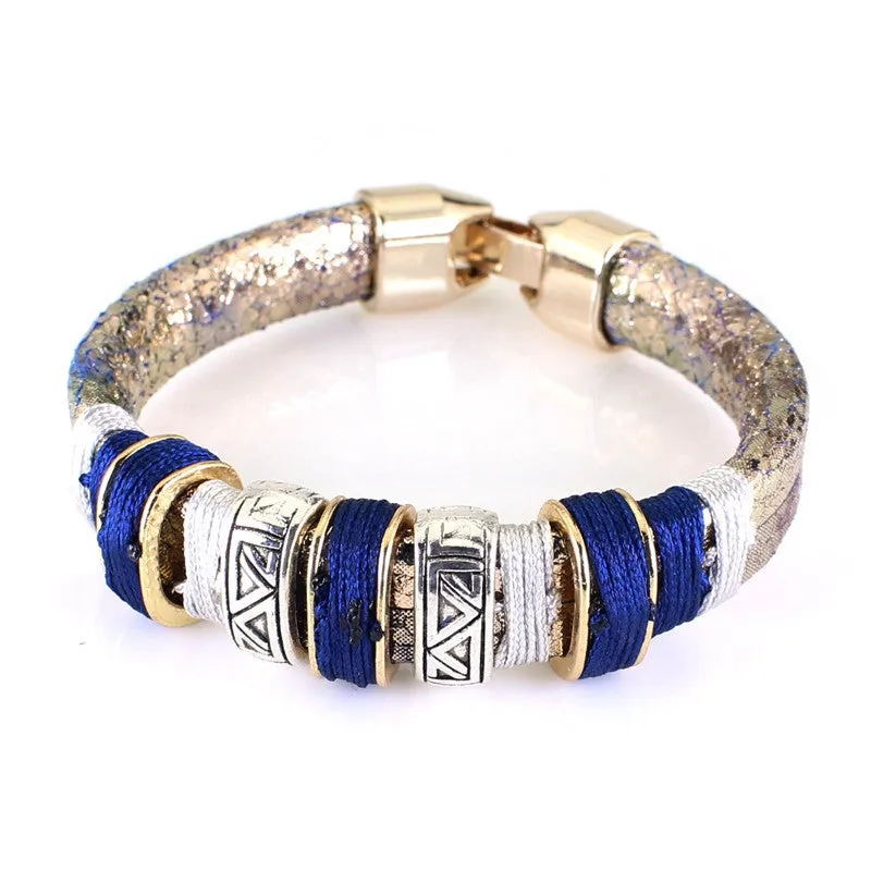 New Arrival Top Quality Elegant Rope Circle Geometry Pattern Leather Bracelet Bangle Colorful Accessories For Women Gift