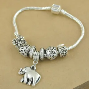 New Fashion Vintage Silver Elephant Beads Bracelets For Women DIY Beads Jewelry