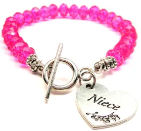 Niece Heart Crystal Beaded Toggle Style Bracelet