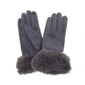 Park Lane Faux Fur Trim Gloves Slate