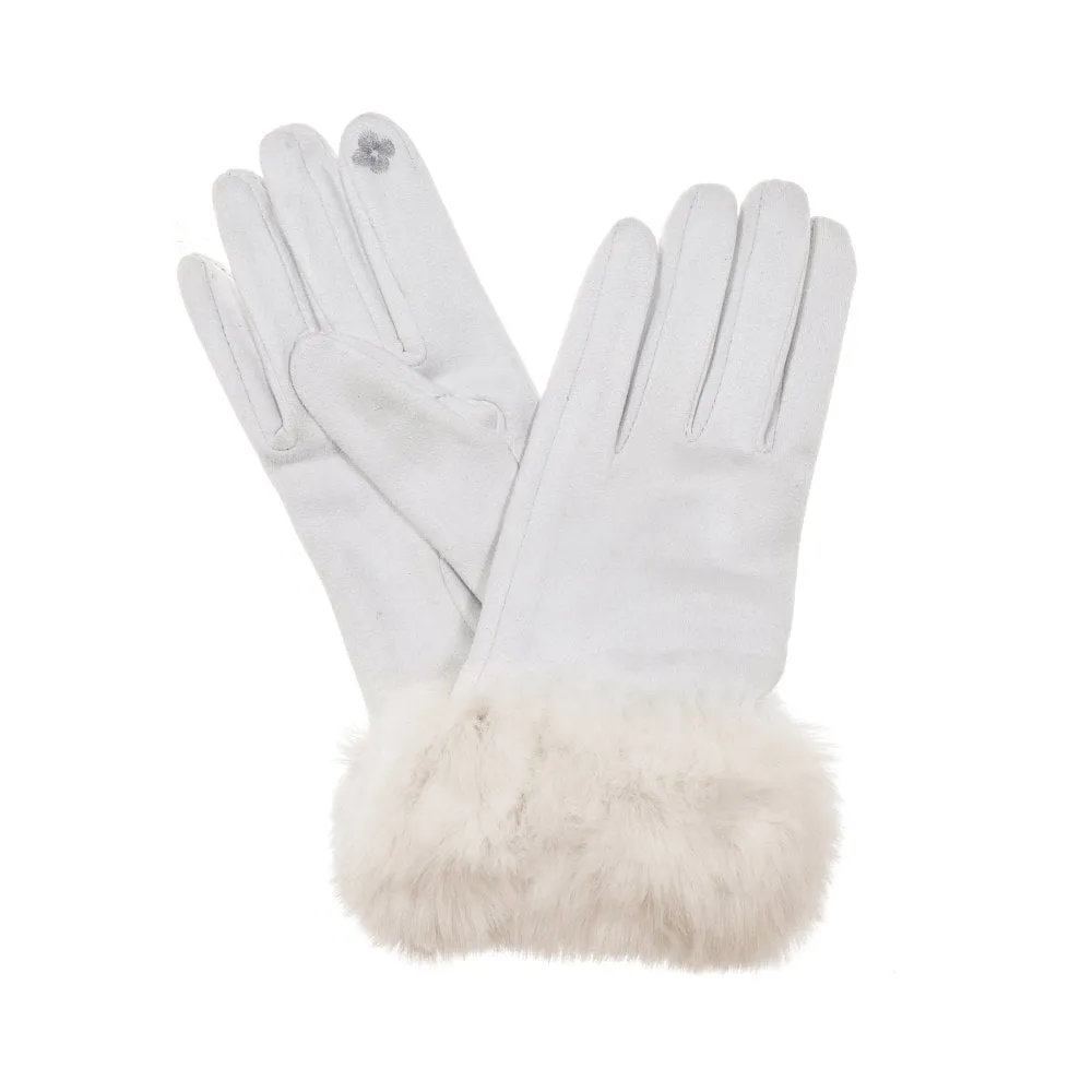 Park Lane Faux Fur Trim Gloves Winter White