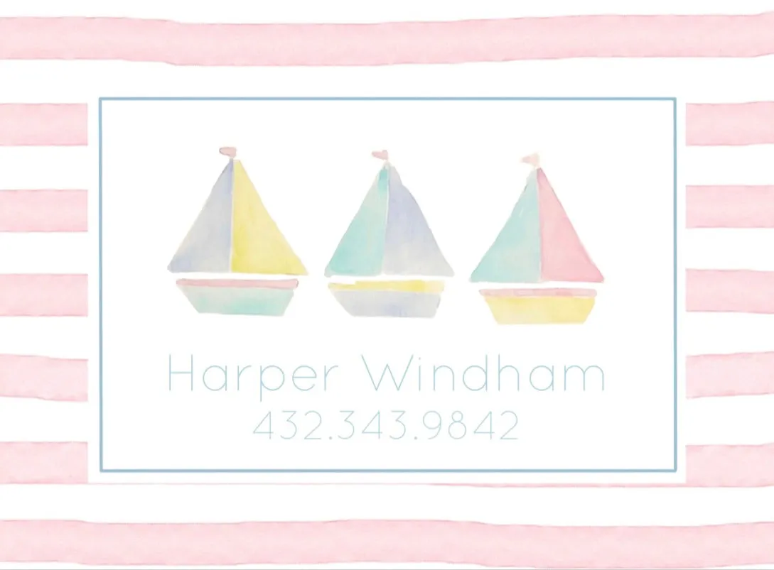 Pastel Sailboats Luggage Tag in Pink