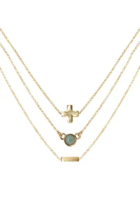 Peace Amazonite Delicate Chain Necklace Set