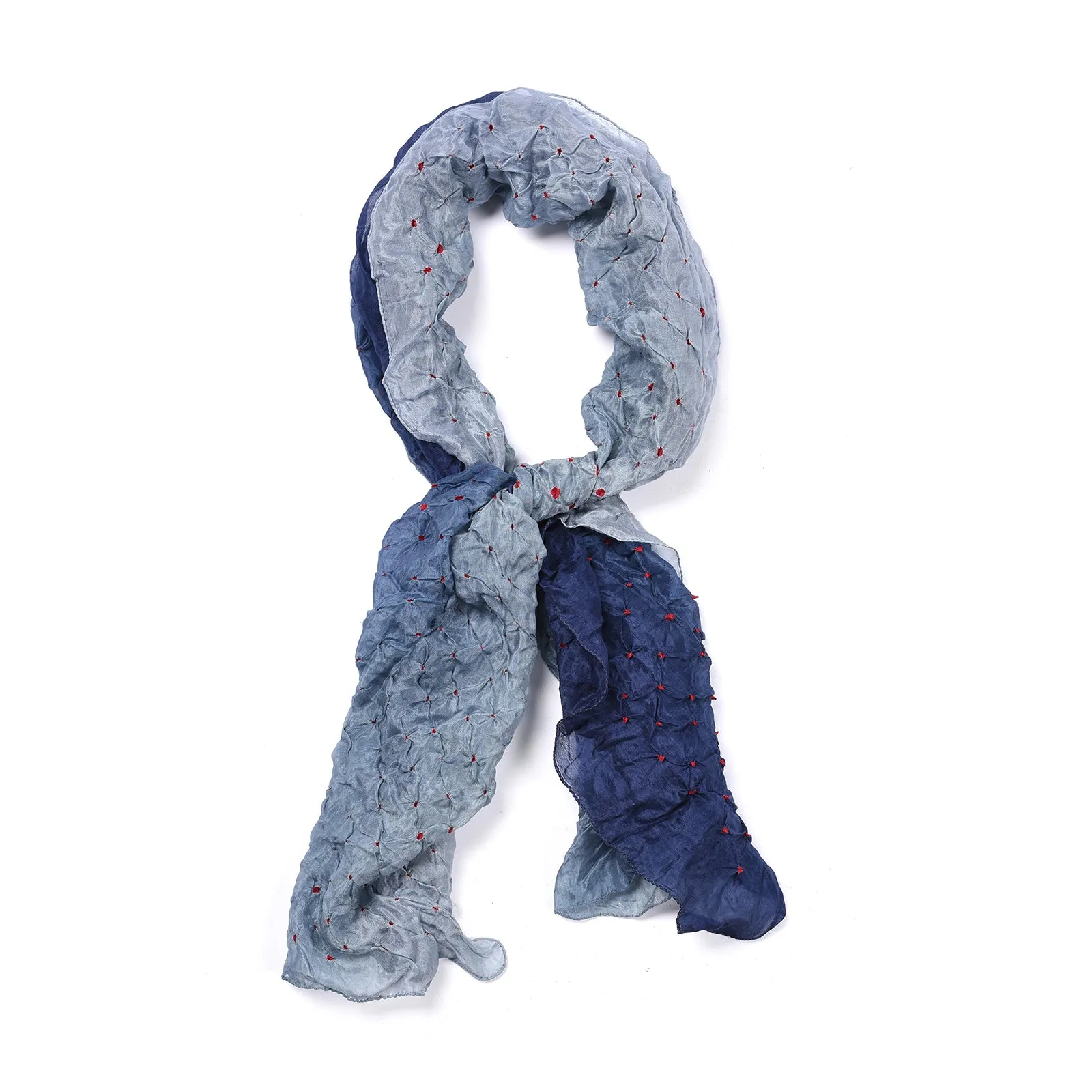 Petrol Blue Silk Bandhani Scarf