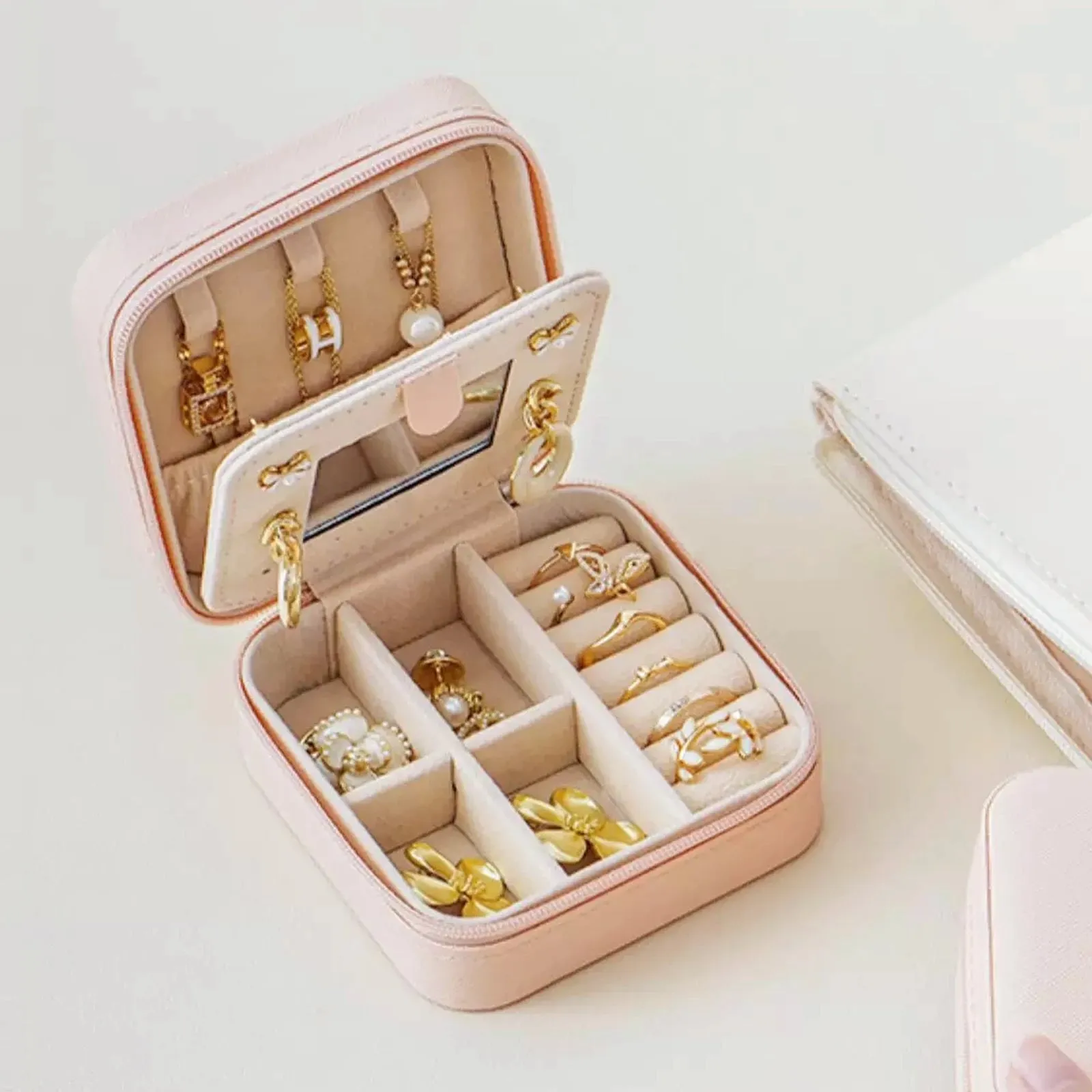 Pink PU Jewelry Box