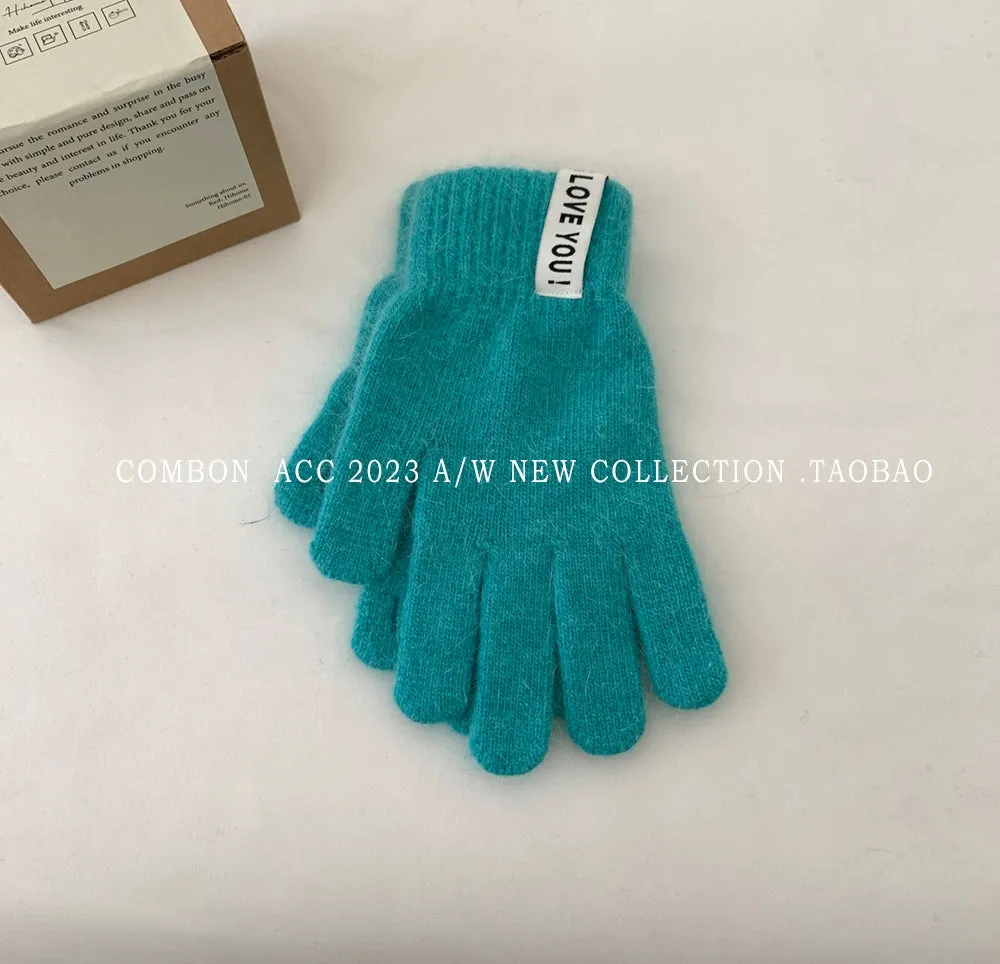 Rabbit Fur Knitted Gloves  Adorable Winter Warmth with Touchscreen Capability!