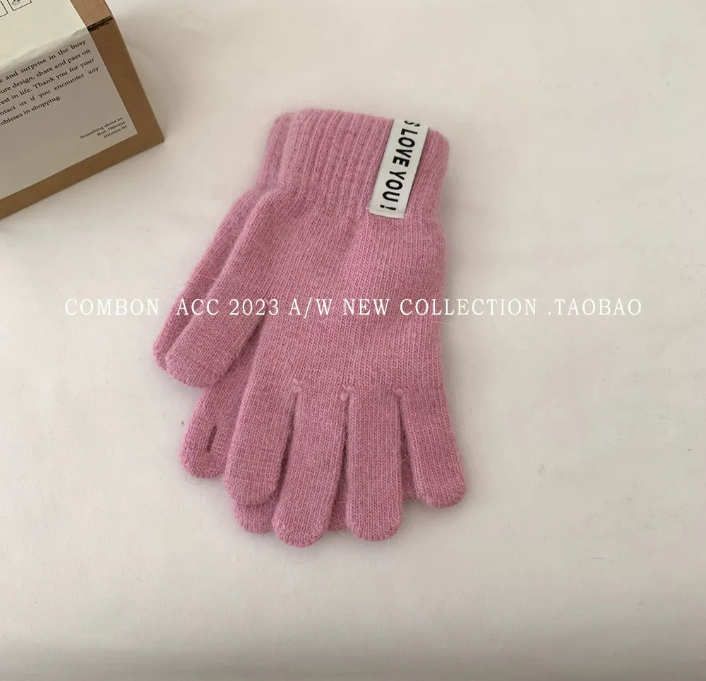 Rabbit Fur Knitted Gloves  Adorable Winter Warmth with Touchscreen Capability!