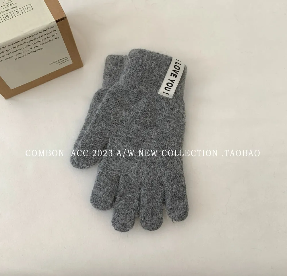 Rabbit Fur Knitted Gloves  Adorable Winter Warmth with Touchscreen Capability!