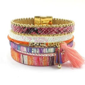 Red leather bracelet women charm bracelets magnet buckle Friendship bracelet Bohemian bracelets&bangles women jewelry