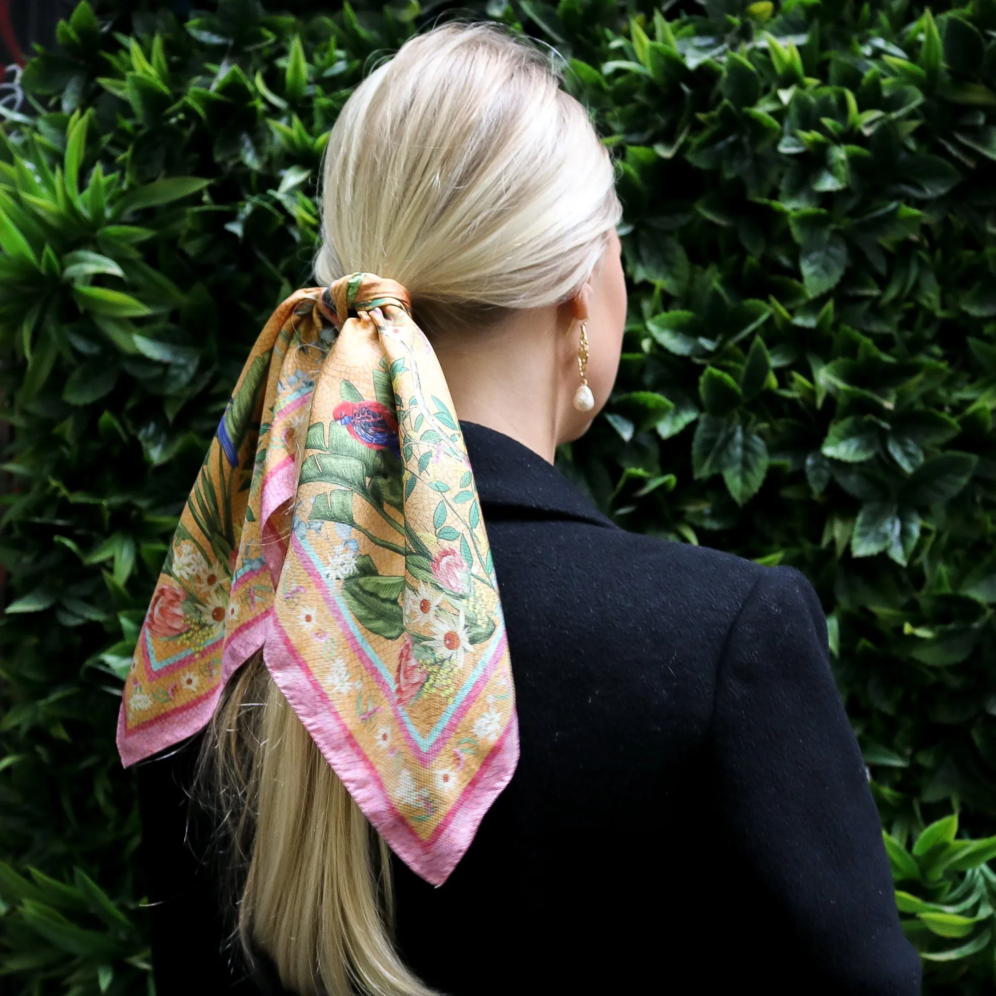 'Regeneration Mango'  mini 100% Silk Kerchief Italian made Scarf 53cm x 53cm