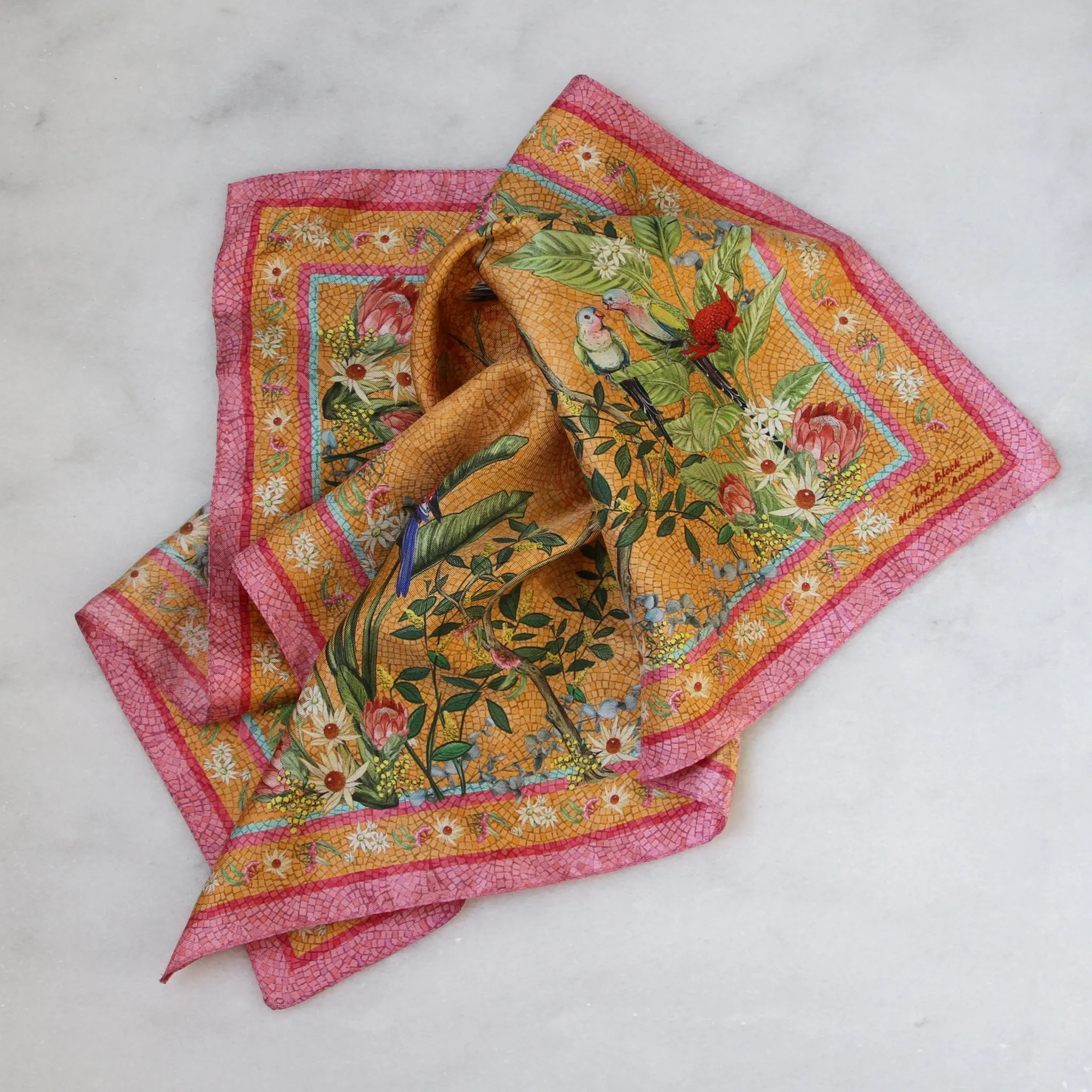 'Regeneration Mango'  mini 100% Silk Kerchief Italian made Scarf 53cm x 53cm