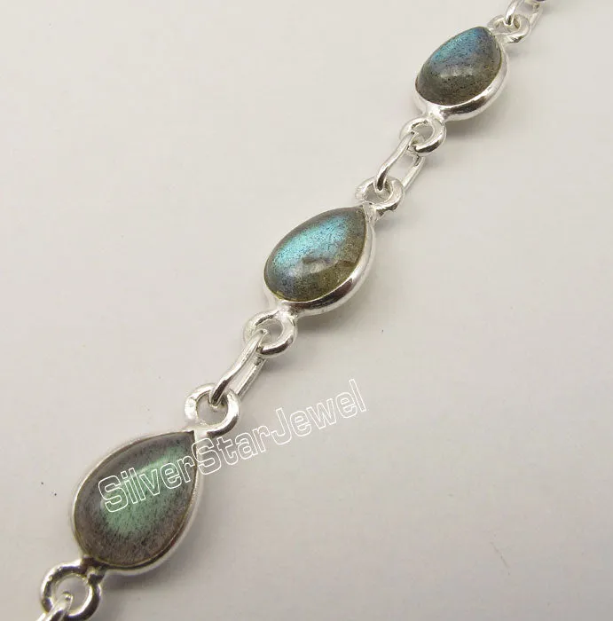 Silver LABRADORITE Bracelet 8 3/8"