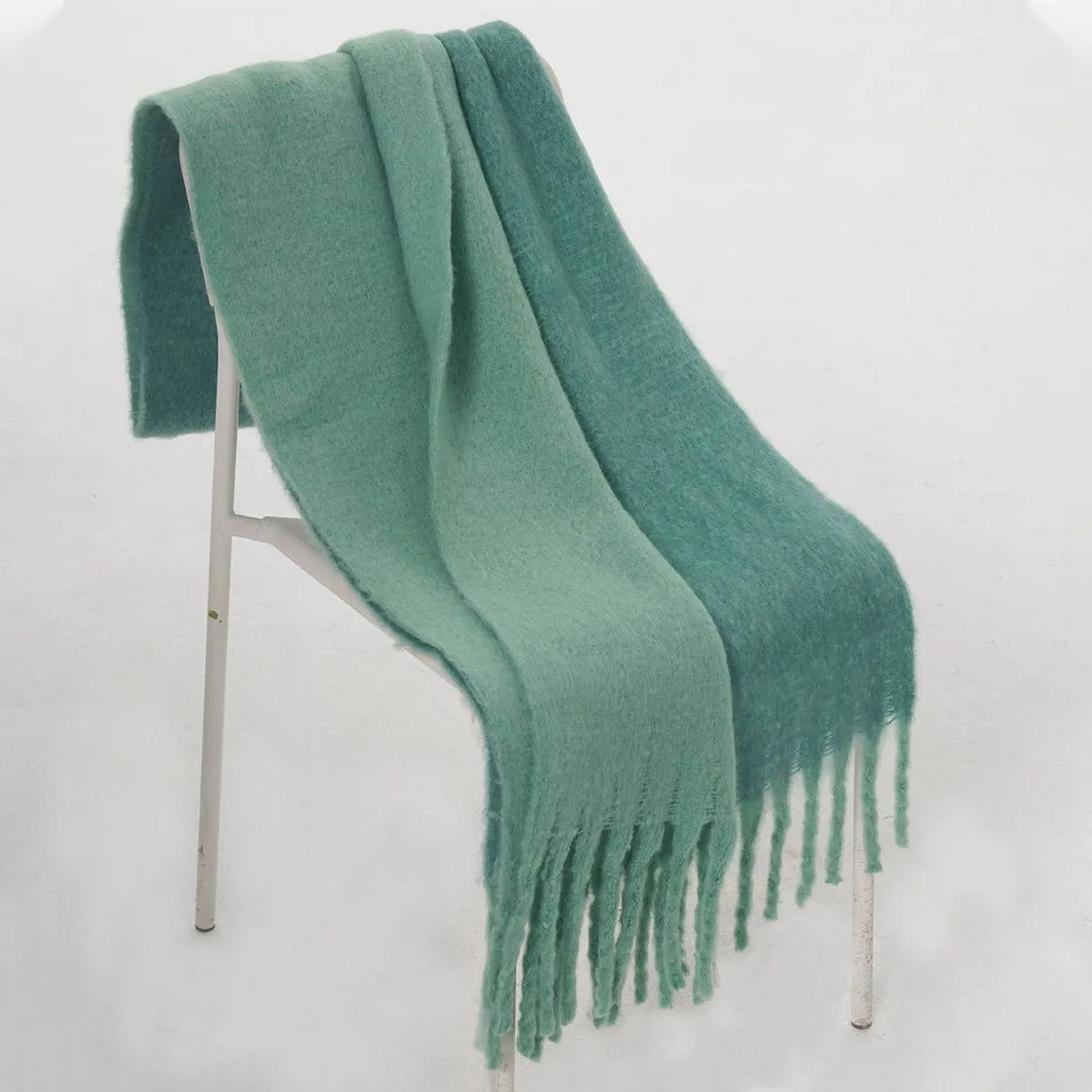 Two Color Mohair Scarf - Green