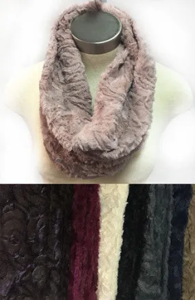 winter faux fur infinity circle scarves w/rose Case of 12