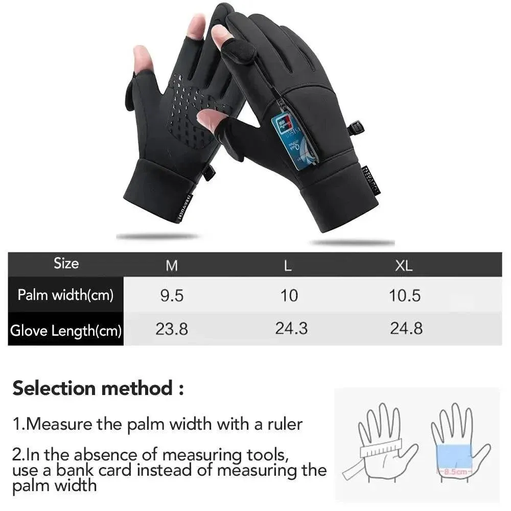 Winter Fishing Gloves 2 Finger Flip Waterproof Winter Gloves Windproof Photograph Men Women Warm Protection Fish Angling Gloves