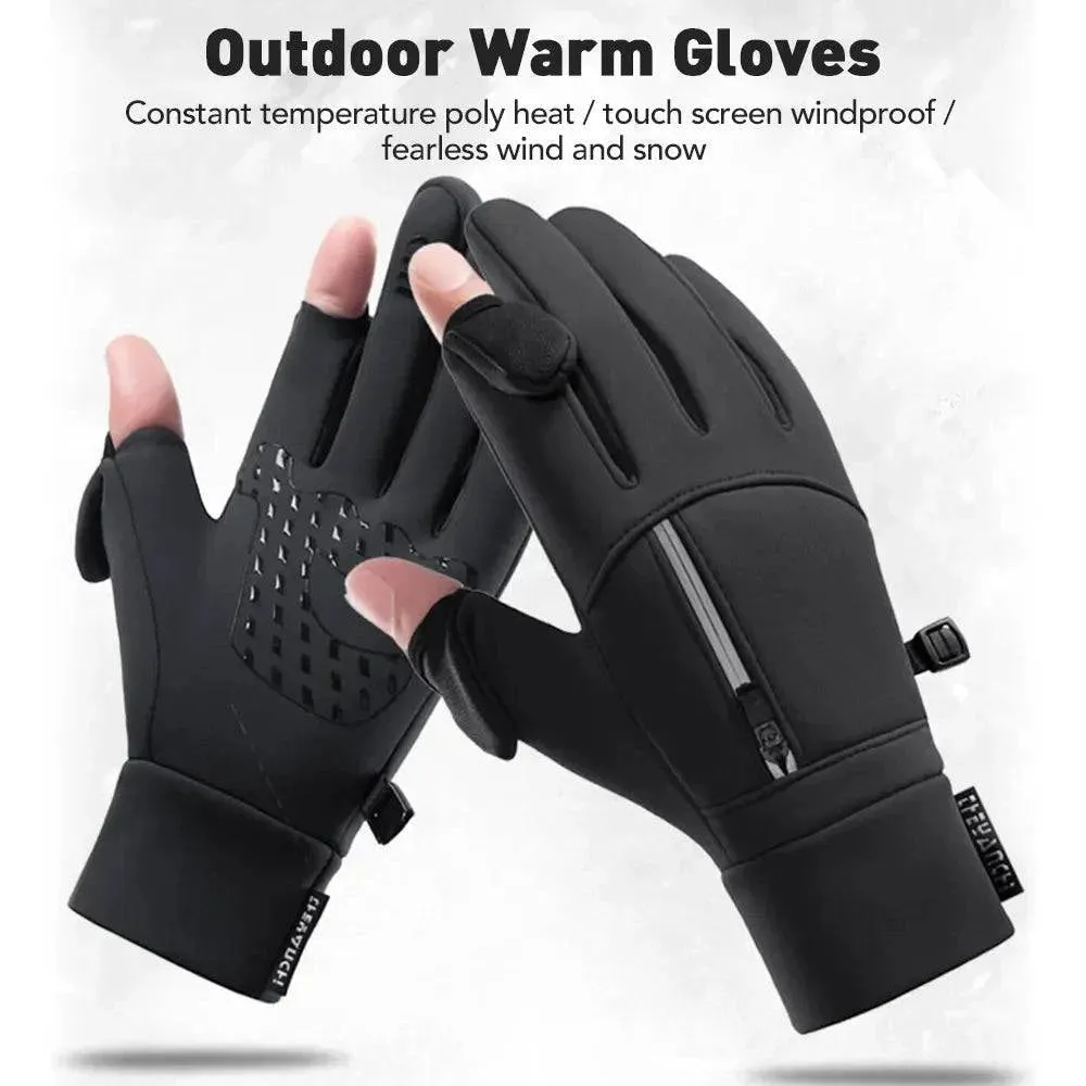 Winter Fishing Gloves 2 Finger Flip Waterproof Winter Gloves Windproof Photograph Men Women Warm Protection Fish Angling Gloves