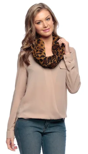 Women's Retro Fashion Two Tone Animal Print Infinity Loop Scarf